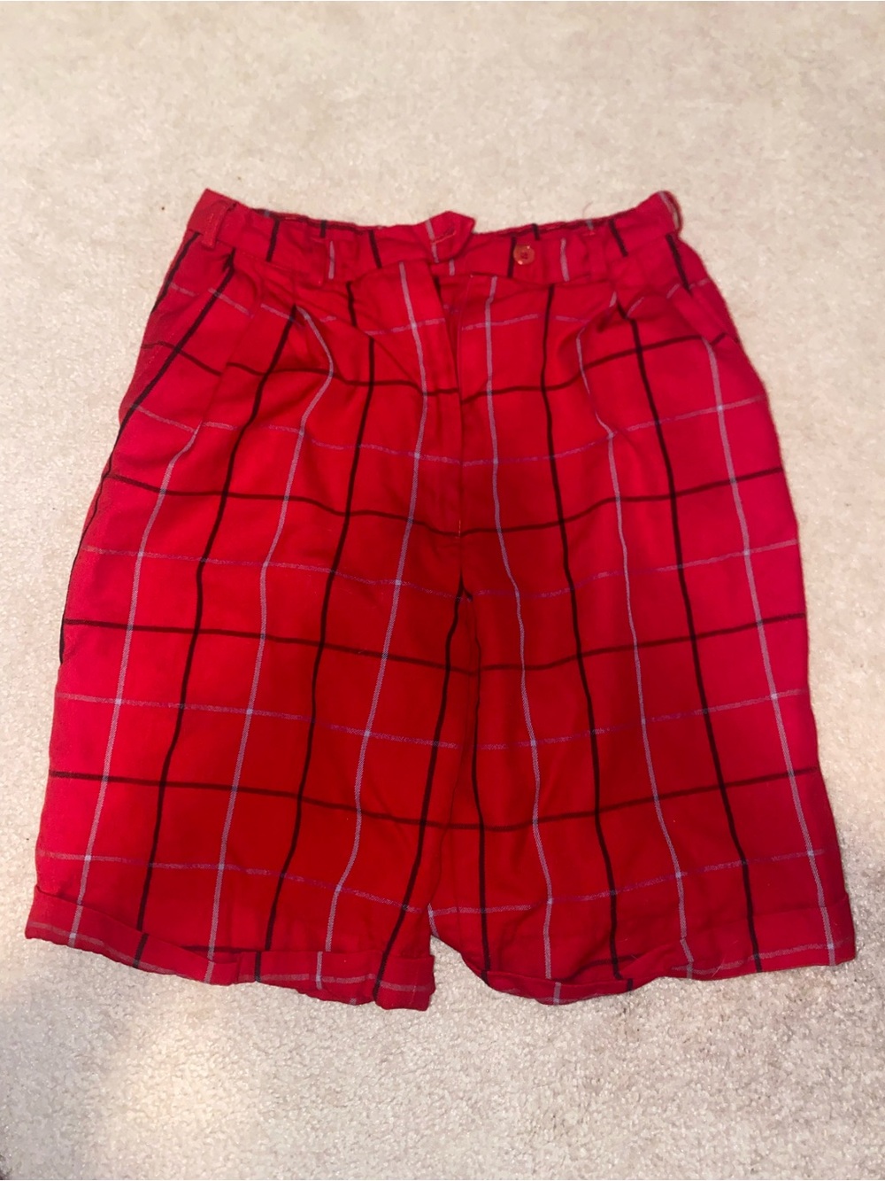 Burberry Red Windowpane Plaid Men's Shorts